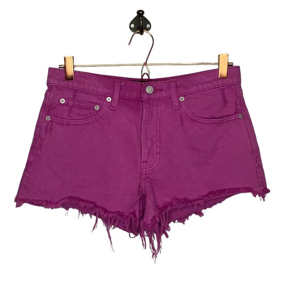 Lucky Brand Size 4 27 Orchid Purple Mid Rise Cut Off Frayed Denim Jean Shorts - Picture 6 of 11